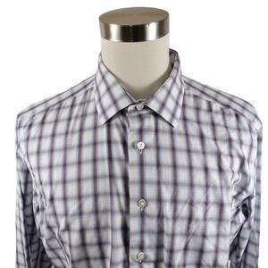 Egara Mens Cotton Non Iron Slim Fit Button Up Plaid Shirt XL